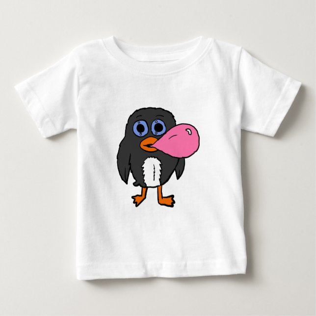 Camiseta Para Bebê Bubblegum soprando Pinguim (Frente)