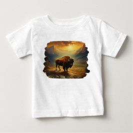 Camiseta Para Bebê Buffalo Bison Sunset Silhouette