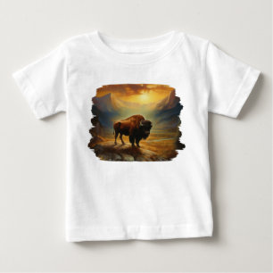 Camiseta Para Bebê Buffalo Bison Sunset Silhouette