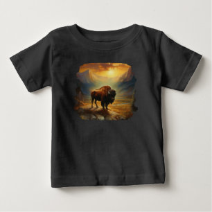 Camiseta Para Bebê Buffalo Bison Sunset Silhouette