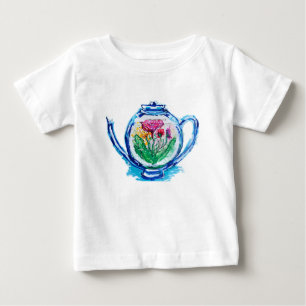 Camiseta Para Bebê Bule de Flor