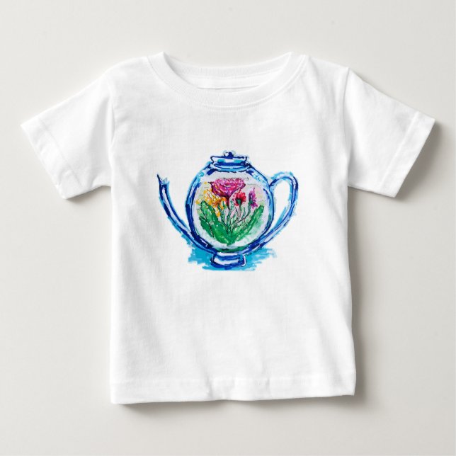 Camiseta Para Bebê Bule de Flor (Frente)