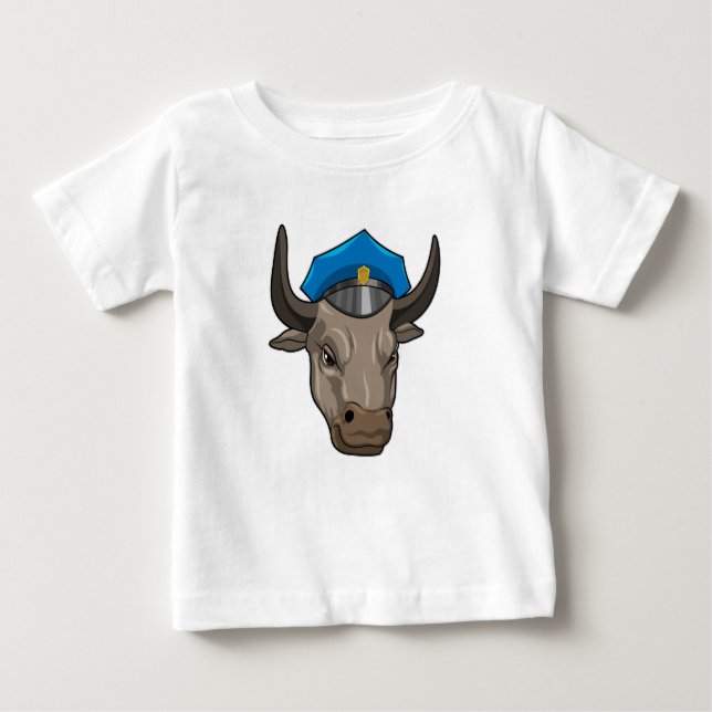 Camiseta Para Bebê Bull como agente policial (Frente)