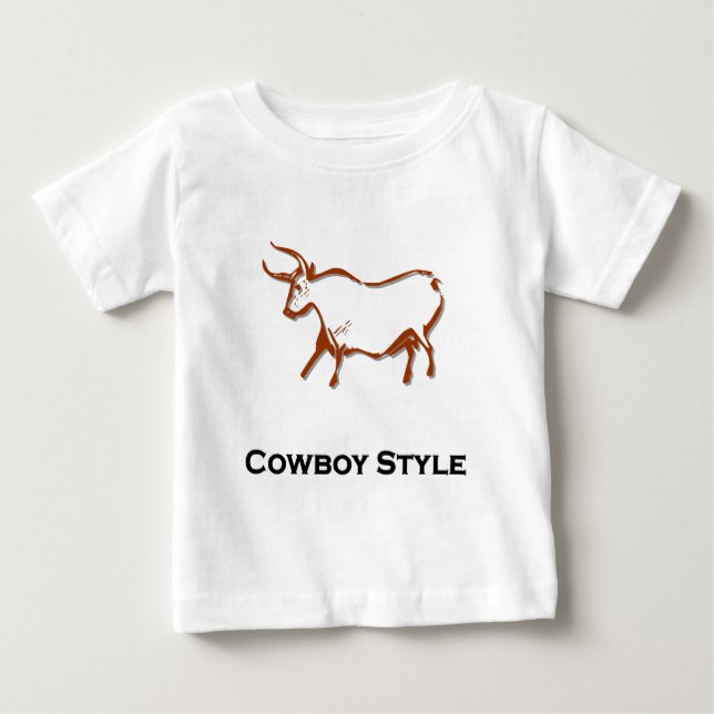 Camiseta Para Bebê Bull Cowboy Style Brown (Frente)