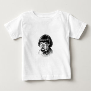Camiseta Para Bebê Bulldog com uma peruca (Estilo 1) Arte Refinada