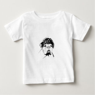 Camiseta Para Bebê Bulldog com uma peruca (Estilo 2) Arte fina