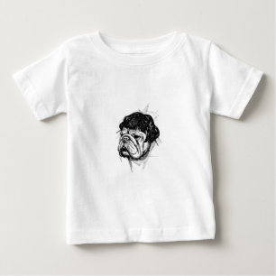 Camiseta Para Bebê Bulldog com uma peruca (Estilo 7) Arte fina