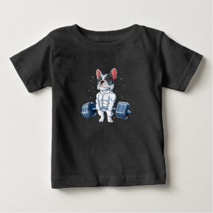 Camiseta Para Bebê Bulldog Francês Levantando Engraçado Giro-Morro