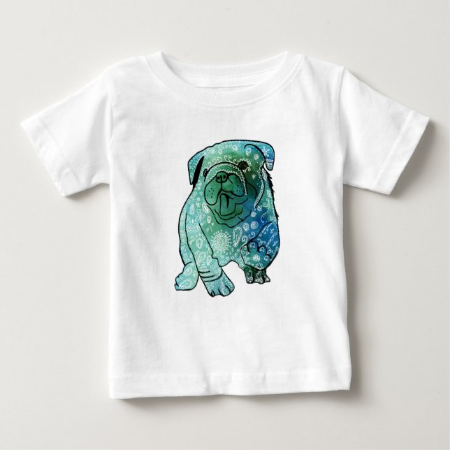 Camiseta Para Bebê Bulldog Francês Mandala Baby Fine Jersey T Shirt (Frente)