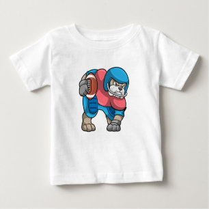 Camiseta Para Bebê Bulldog no Esporte com Futebol e Capacete