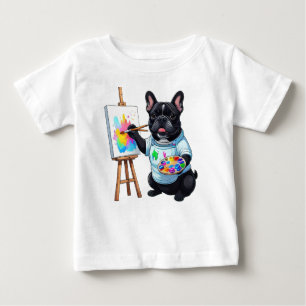 Camiseta Para Bebê Bulldogue Francês Artista French Bulldog