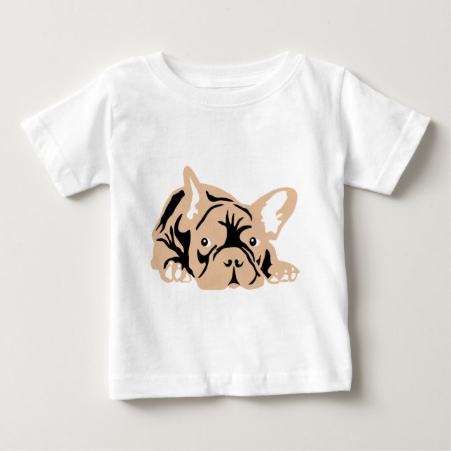 Camiseta Para Bebê Bulldogue Francês rosa (Frente)