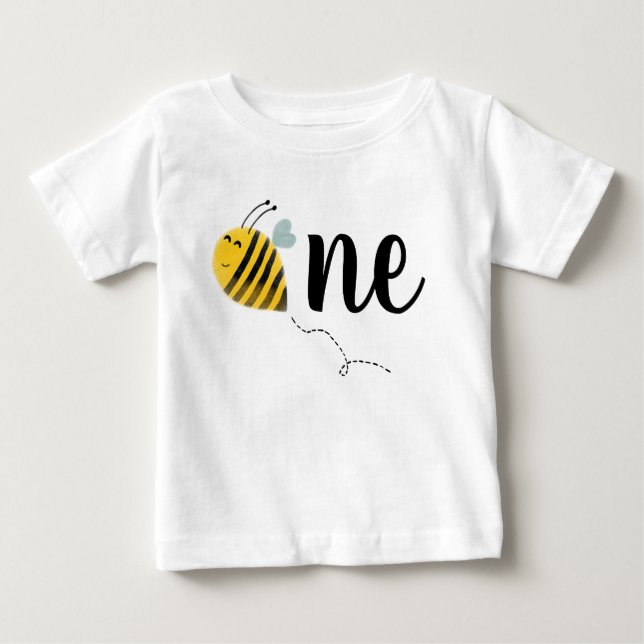 Camiseta Para Bebê Bumble Bee Festa de aniversário 1rua Bee Day (Frente)