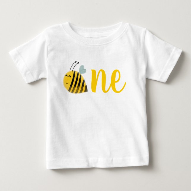 Camiseta Para Bebê Bumble Bee Festa de aniversário 1rua Bee Day (Frente)
