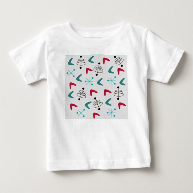 Camiseta Para Bebê Bumerangas Atômicas Modernas do Século médio (Frente)