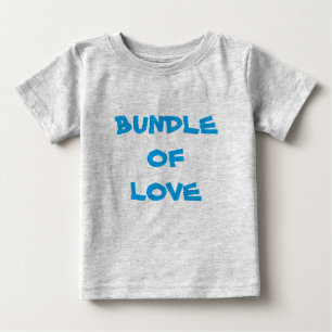 Camiseta Para Bebê BUNDLE DE AMOR - Cinza Simples/Azul