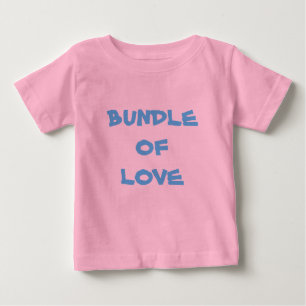 Camiseta Para Bebê BUNDLE DE AMOR - Cor-de-rosa simples / Azul