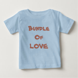 Camiseta Para Bebê BUNDLE DO AMOR - Azul-Cinto Simples / Marrom