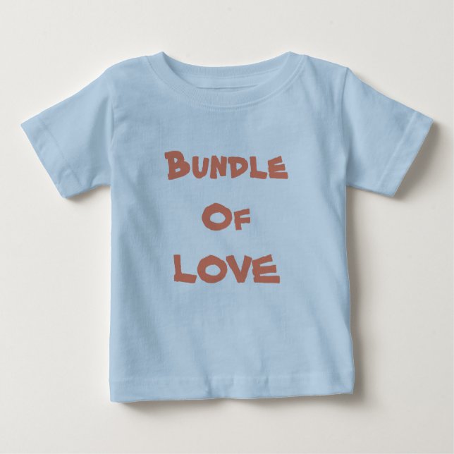 Camiseta Para Bebê BUNDLE DO AMOR - Azul-Cinto Simples / Marrom (Frente)