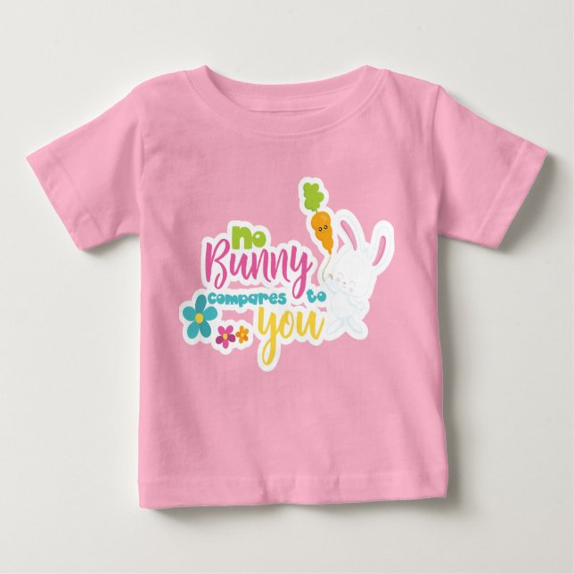 CAMISETA PARA BEBÊ BUNNHO LESTE BRANCO COM CARROÇAS E OVOS (Frente)