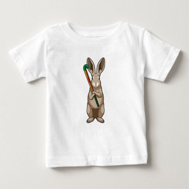 Camiseta Para Bebê Bunny at Hockey with Hockey stick (Frente)