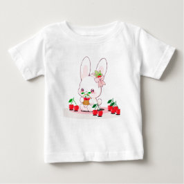 Camiseta Para Bebê Bunny & Cherries: Coleção de Harmonia Doce! 🍒 🐰