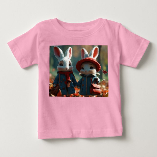 Camiseta Para Bebê Bunny Duo no estilo Pixar Teto Bebê (Frente)