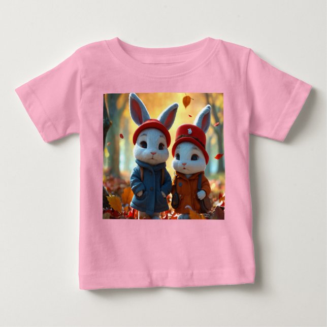 Camiseta Para Bebê Bunny Duo no estilo Pixar Teto Bebê (Frente)