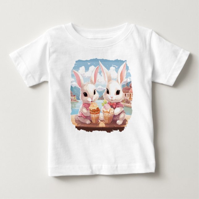 Camiseta Para Bebê Bunny ice cream (Frente)