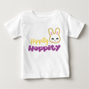 CAMISETA PARA BEBÊ BUNNY ORIENTADOR BRANCO DE HIPOSIDADE AMARELA E PU