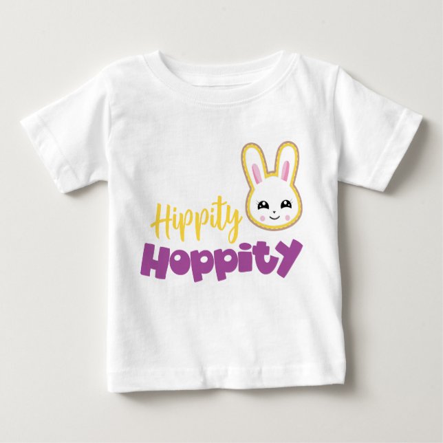 CAMISETA PARA BEBÊ BUNNY ORIENTADOR BRANCO DE HIPOSIDADE AMARELA E PU (Frente)
