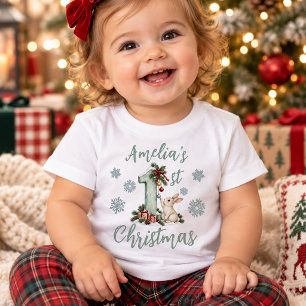 Camiseta Para Bebê Bunny Personalizado Primeiro Natal do Bebê