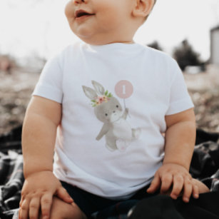 Camiseta Para Bebê Bunny Primeiro Aniversário