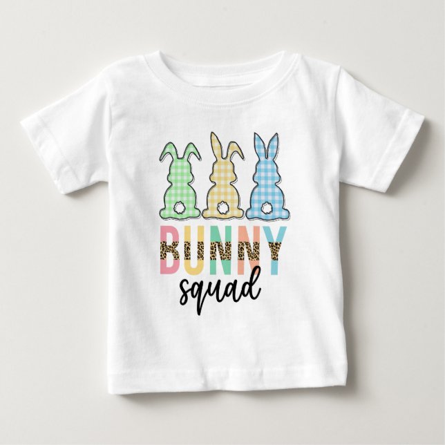 Camiseta Para Bebê Bunny Squad | Coelhinho De Caça De Ovo De Páscoa (Frente)