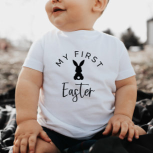 Camiseta Para Bebê Bunny Tail Minha Primeira Páscoa Bebê