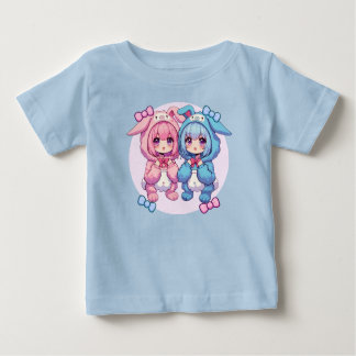 Camiseta Para Bebê Bunny Twins