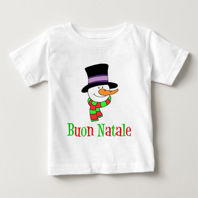 Camiseta Para Bebê Buon Natale Italiana Feliz Natal Crianças Neves (Frente)