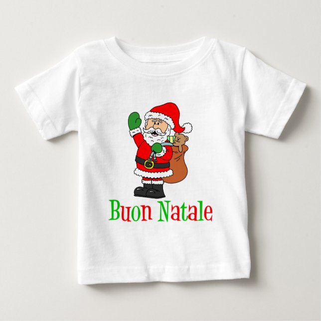 Camiseta Para Bebê Buon Natale Papais noeis Crianças Italianas (Frente)