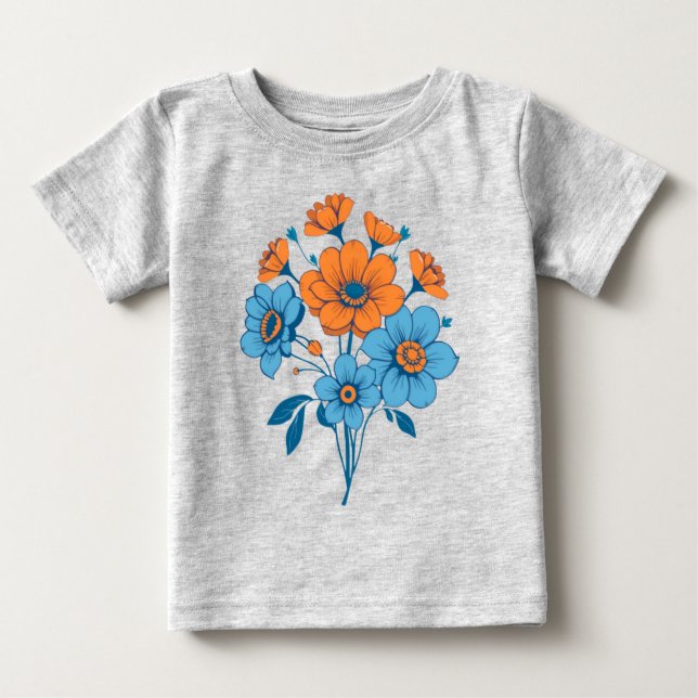 Camiseta Para Bebê Buquê de flores (Frente)