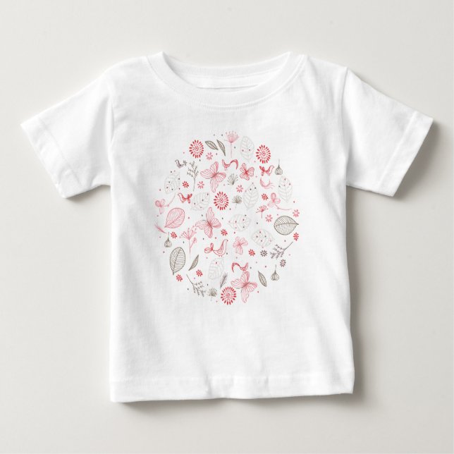 Camiseta Para Bebê Buquê de natureza rosa suave e florescente (Frente)