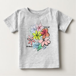 Camiseta Para Bebê Buquê Floral Bonito e Fofo de Menina