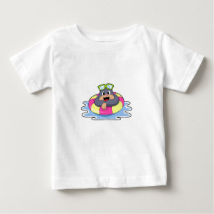 Camiseta Para Bebê Buraco a Nadar com anel de Natação.PNG