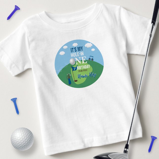Camiseta Para Bebê Buraco Em Um primeiro aniversario De Golfe (Criador carregado)