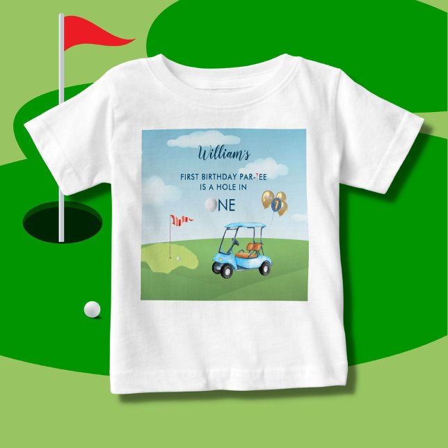 Camiseta Para Bebê Buraco em um primeiro aniversario de golfe (Criador carregado)