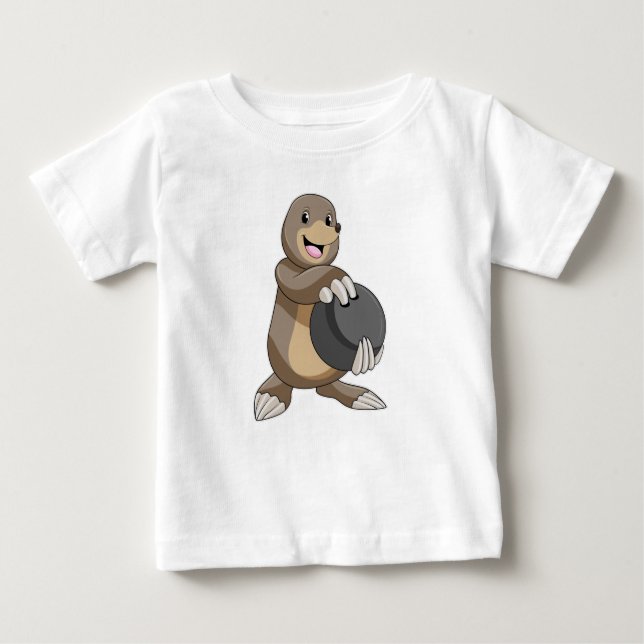 Camiseta Para Bebê Buraco na Boliche com Bola de boliche (Frente)