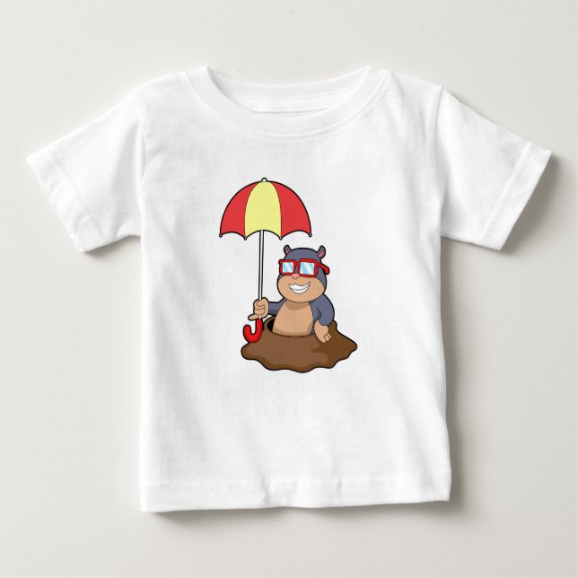 Camiseta Para Bebê Buraco na chuva com guarda-chuva (Frente)