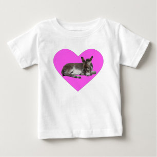 Camiseta Para Bebê Burro no Coração Rosa