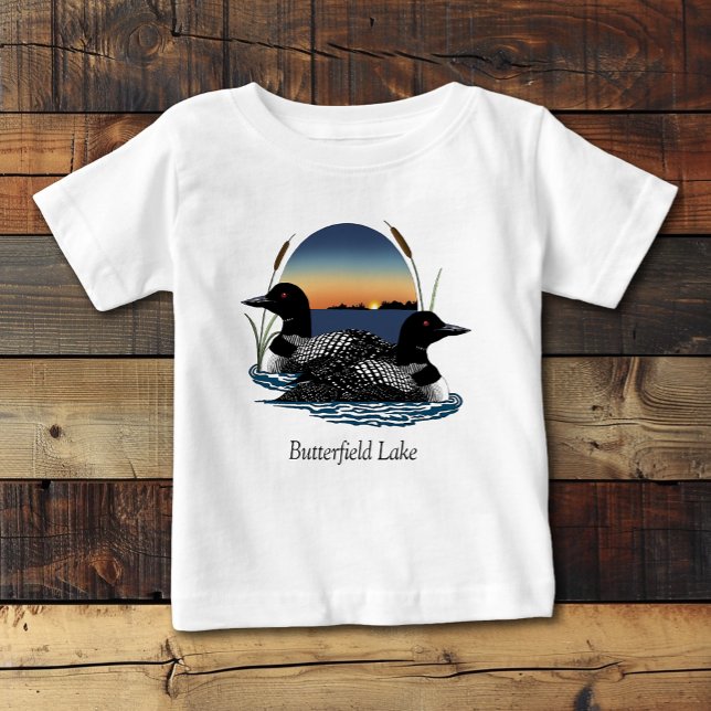 Camiseta Para Bebê Butterfield Lake Loon Pair (Criador carregado)