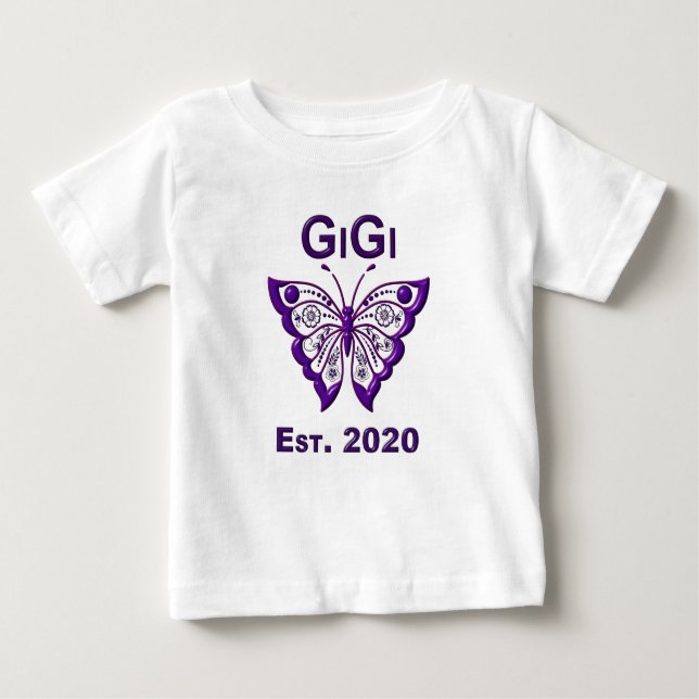 Camiseta Para Bebê Butterfly Gigi "Est 2020" (Frente)
