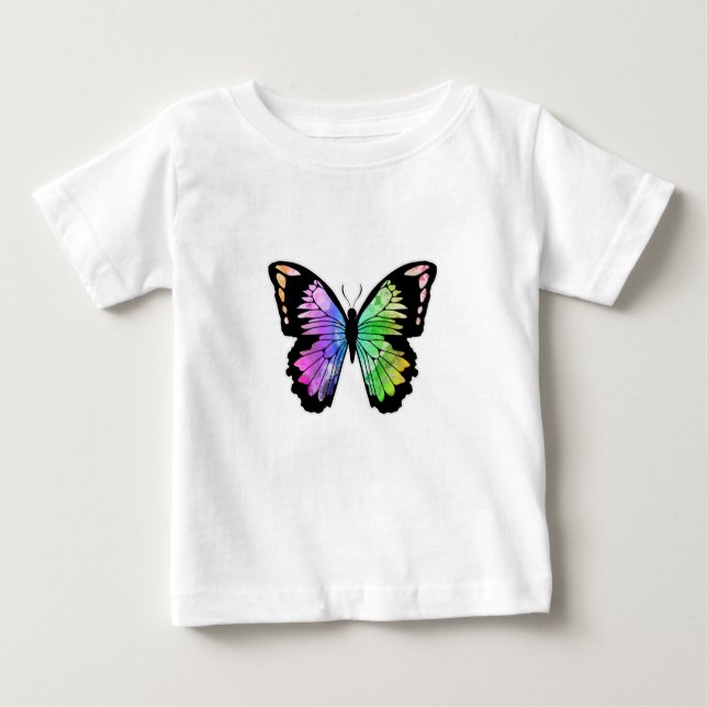 Camiseta Para Bebê Butterfly in Rainbow Colours (Frente)